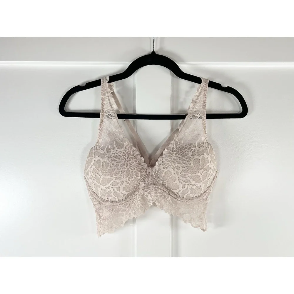 Victoria's Secret PINK Lace Push-Up Bralette Underwire Bra Pink‎ Taupe Small S